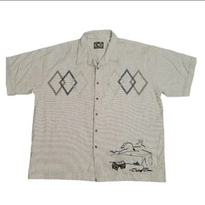 Schott Brothers 3XL Buttondown Shirt RARE Hemp Blend Short Sleeve Casino
